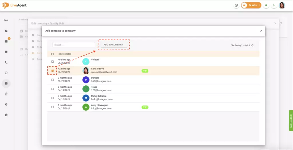 Kontaktide lisamine ettevõtetele