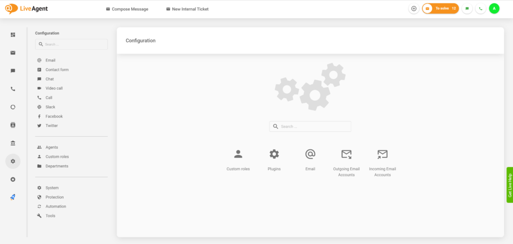 LiveAgenti kohandatud rollide konfiguratsioon
