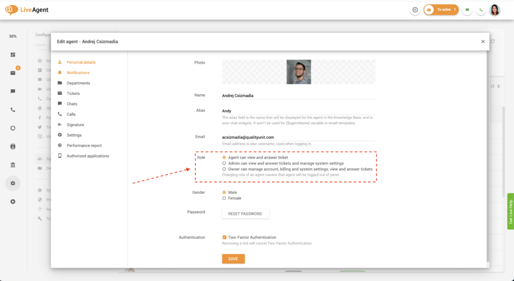 Redigeeri agendi rolli