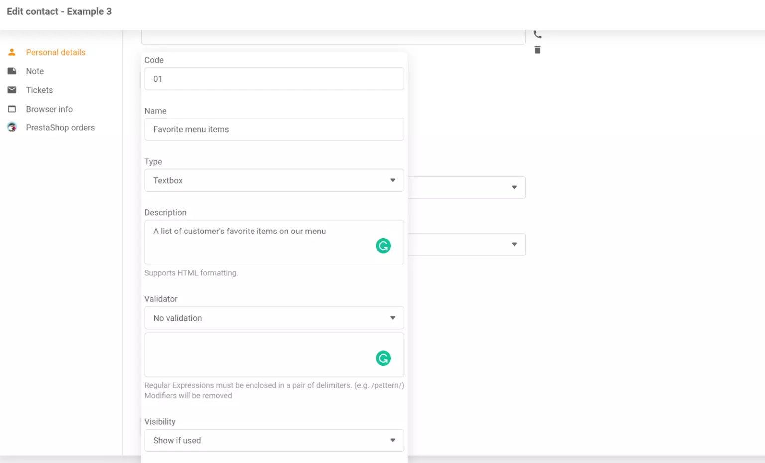 Uus kontakt lisatud LiveAgent kontaktide loendisse