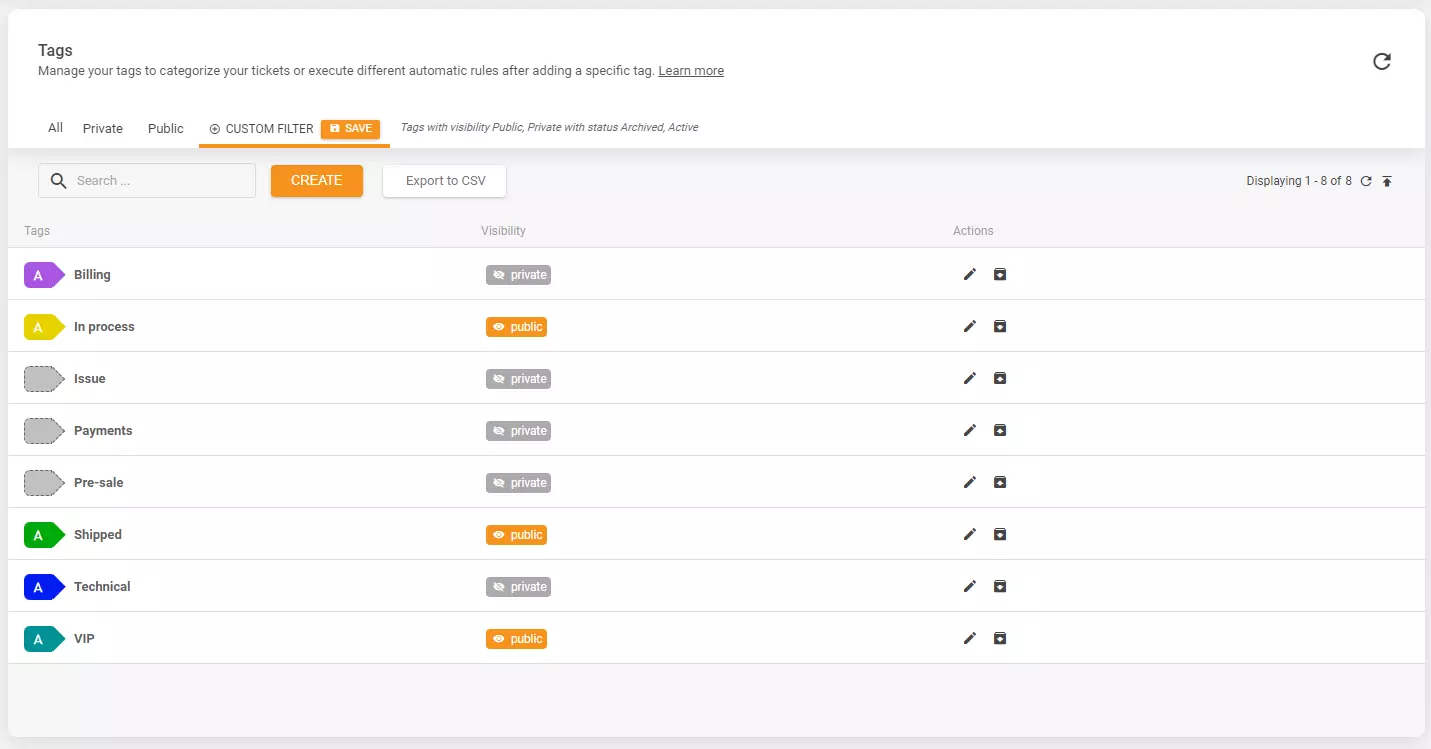 Sildi arhiveerimise funktsioon LiveAgent'is
