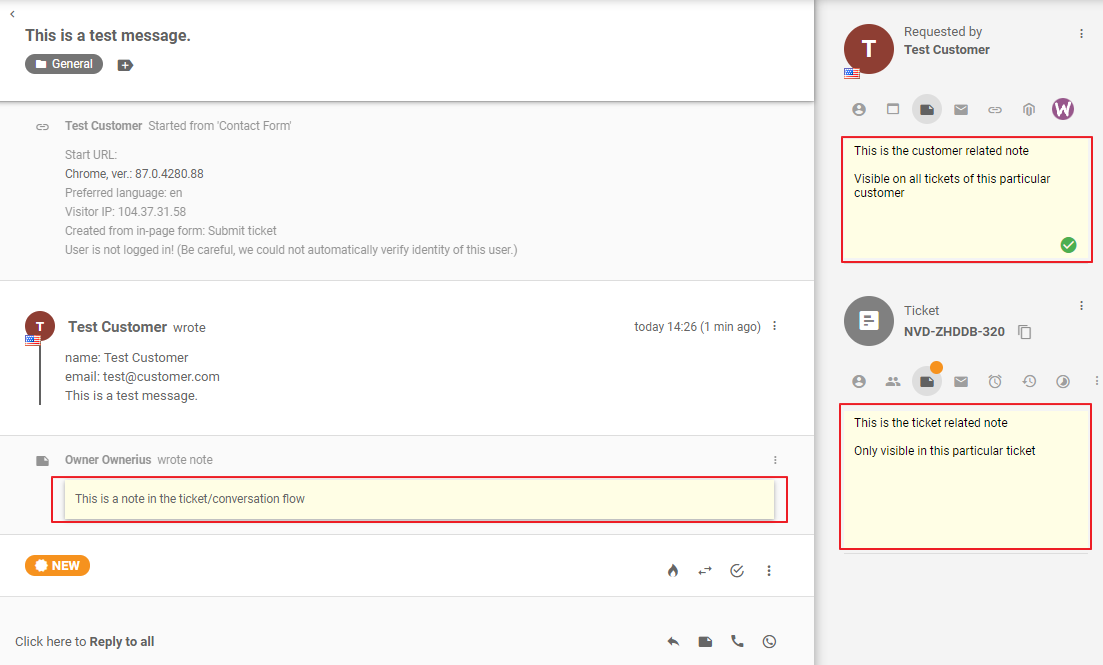 LiveAgenti erinevat tüüpi sisemised märkmed