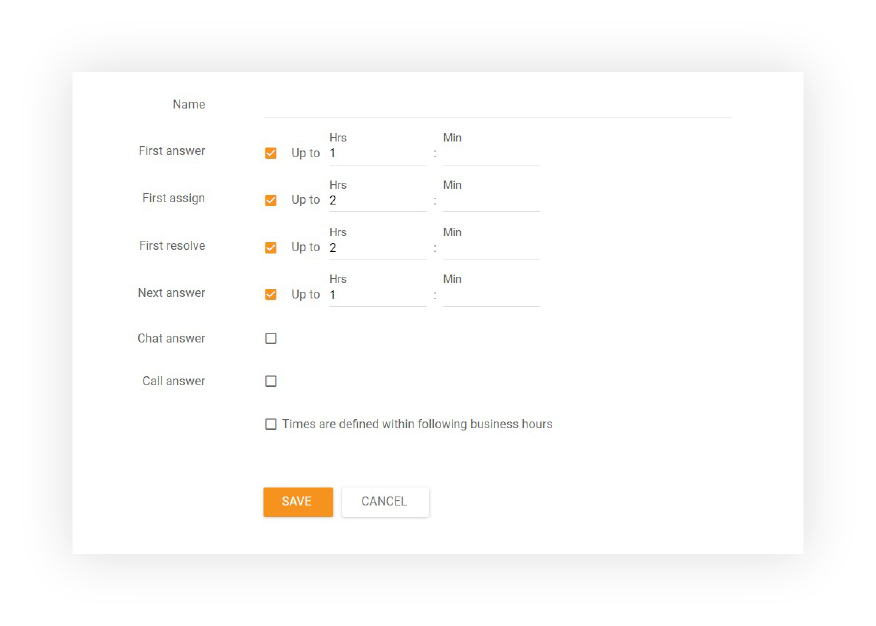 SLA tase LiveAgent'is