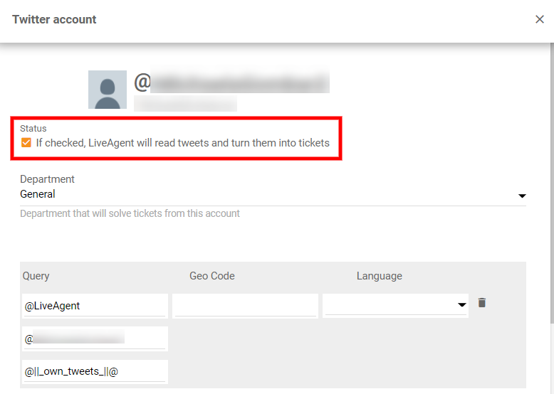 Märgi Twitteri staatuse kastike