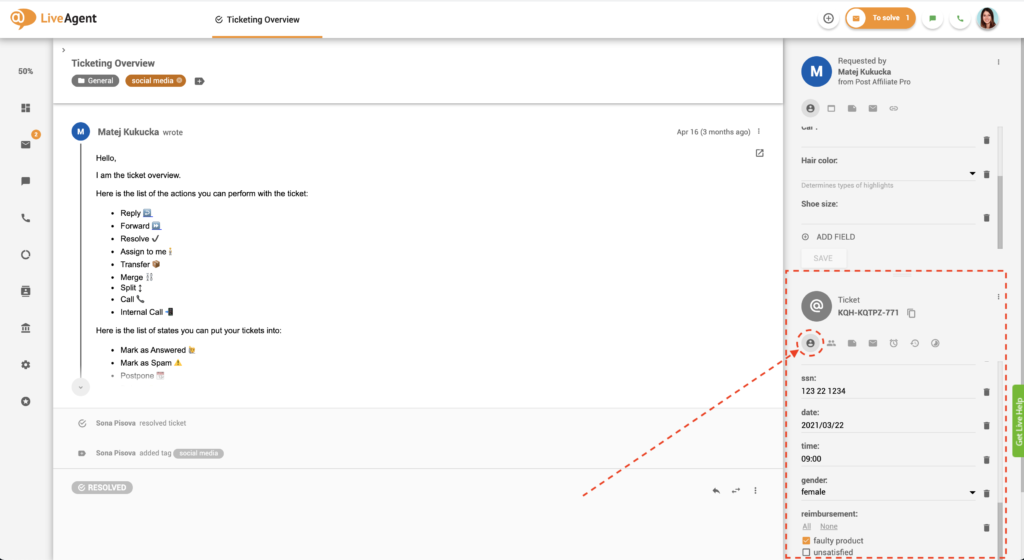 Piletite väljad piletite vaates