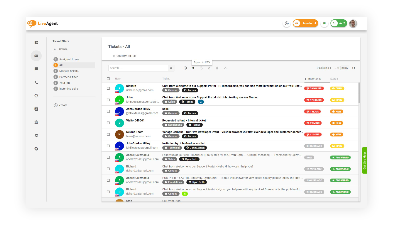 LiveAgenti universaalne sisendkast