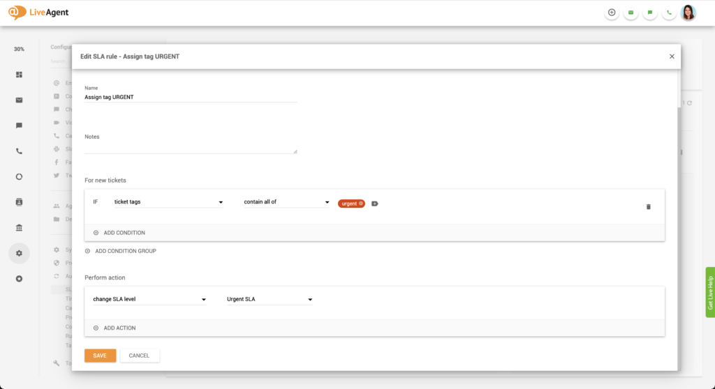 Kiire SLA seadistamise näide