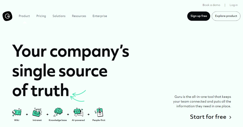 Guru silmapaistev teadmusbaasi ekraan