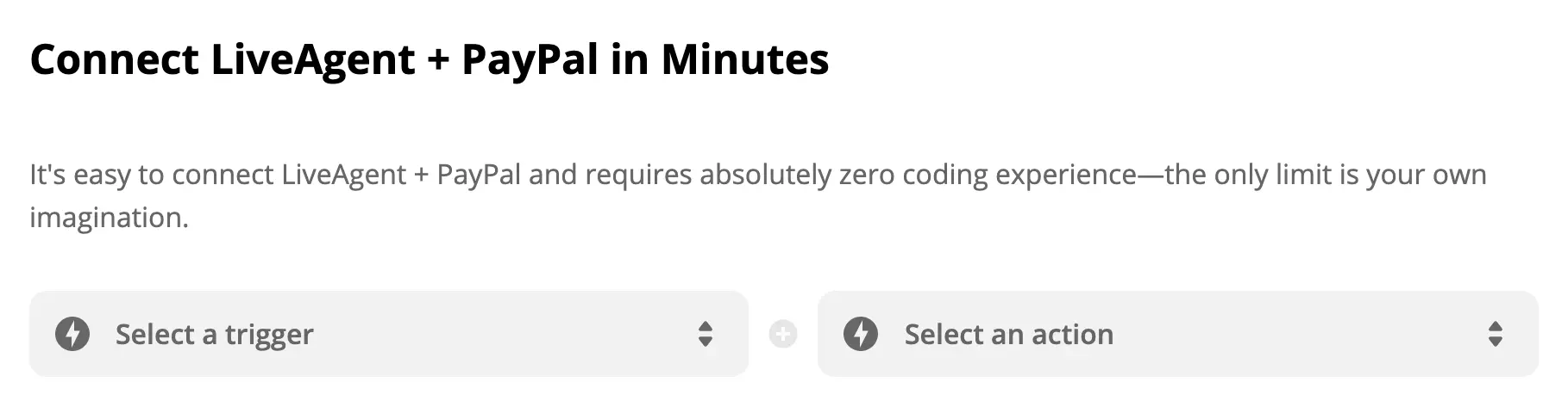 PayPali päästik ja LiveAgent'i toimingu valik