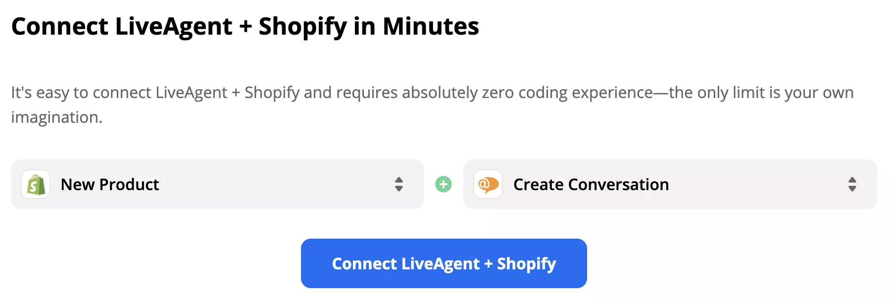 Valitud käivitaja New Product ja tegevus Create conversation