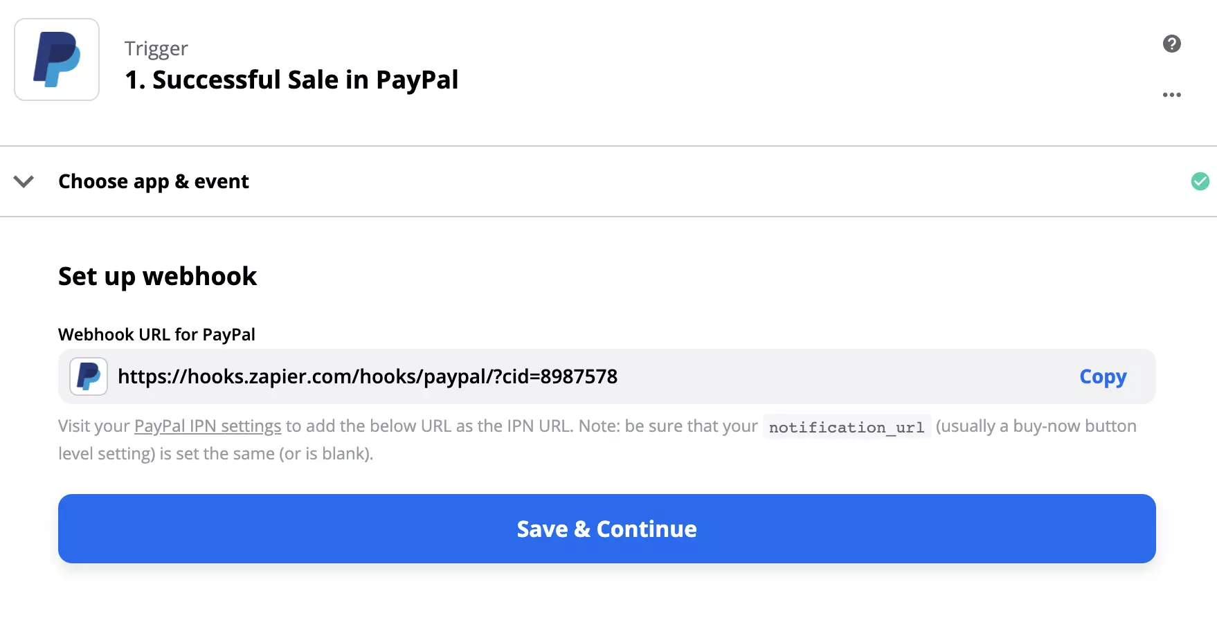 PayPali päästiku konfigureerimine webhook'i seadistusega