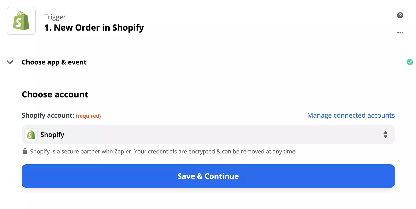 Shopify käivitaja konfigureerimine Zapieris