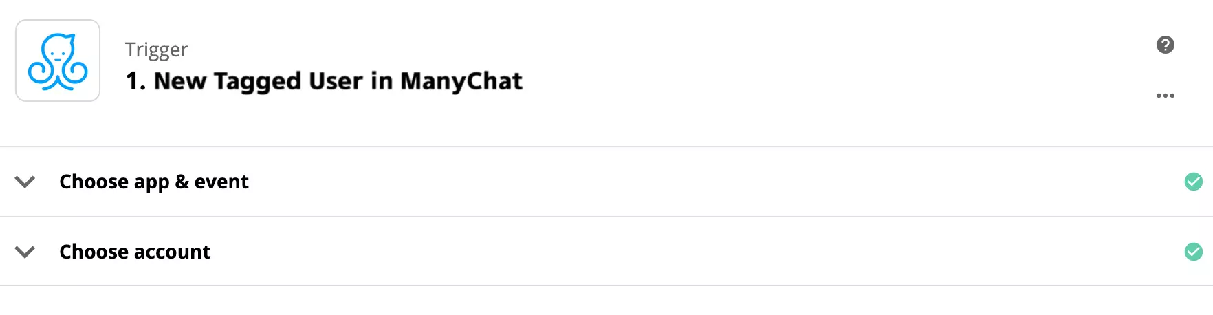 ManyChati käivituse seadistamine Zapieris