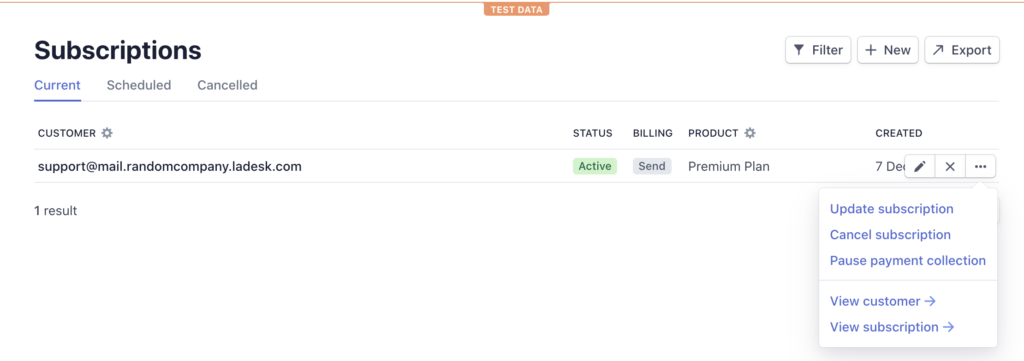 Kus tühistada tellimus Stripe-is