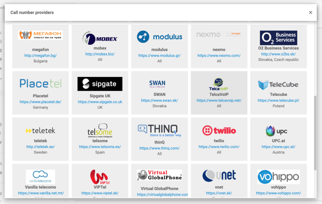 Kõnenumbrite pakkujad LiveAgentiga