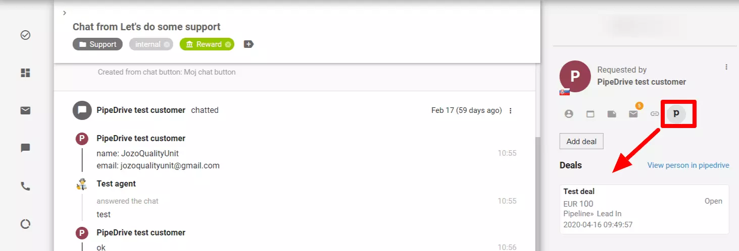 PipeDrive integratsioon funktsioonid LiveAgentis