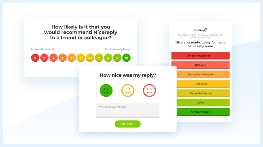 Nicereply küsitluste kohandamise valikud