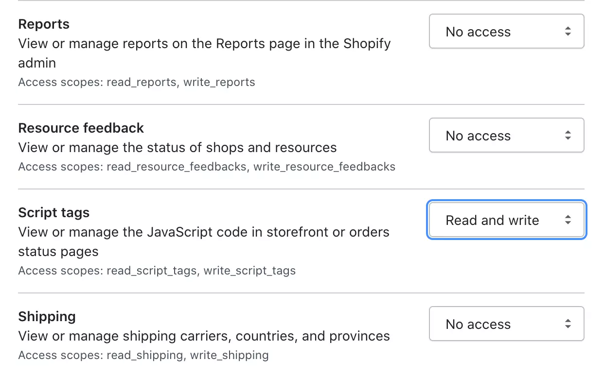 Muutke õigusi käsitsi, et lubada LiveAgentil Shopify andmetele juurde pääseda