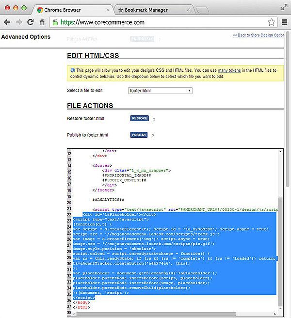 CoreCommerce LiveAgent integratsioon