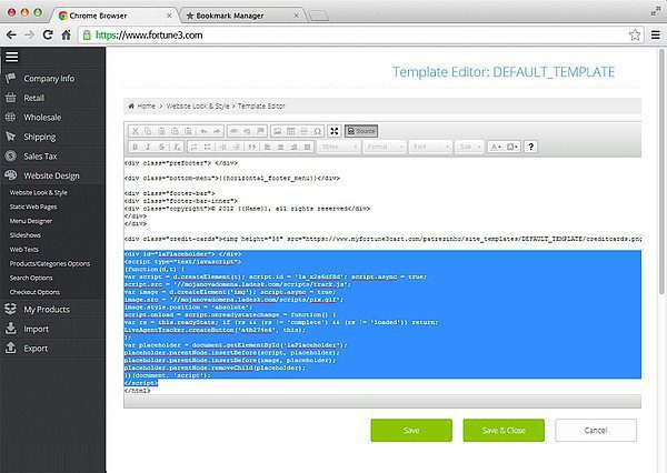 Fortune 3 LiveAgent integratsiooni seadistus