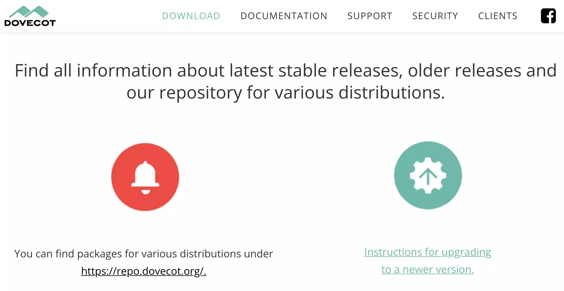 Dovecot veebisait viimase versiooni saadaolevate allalaaditavate failidega