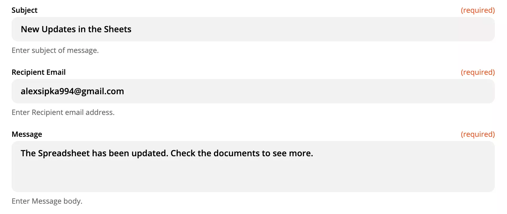 LiveAgent'i tegevuse seadistuse näide täidetud väljadega