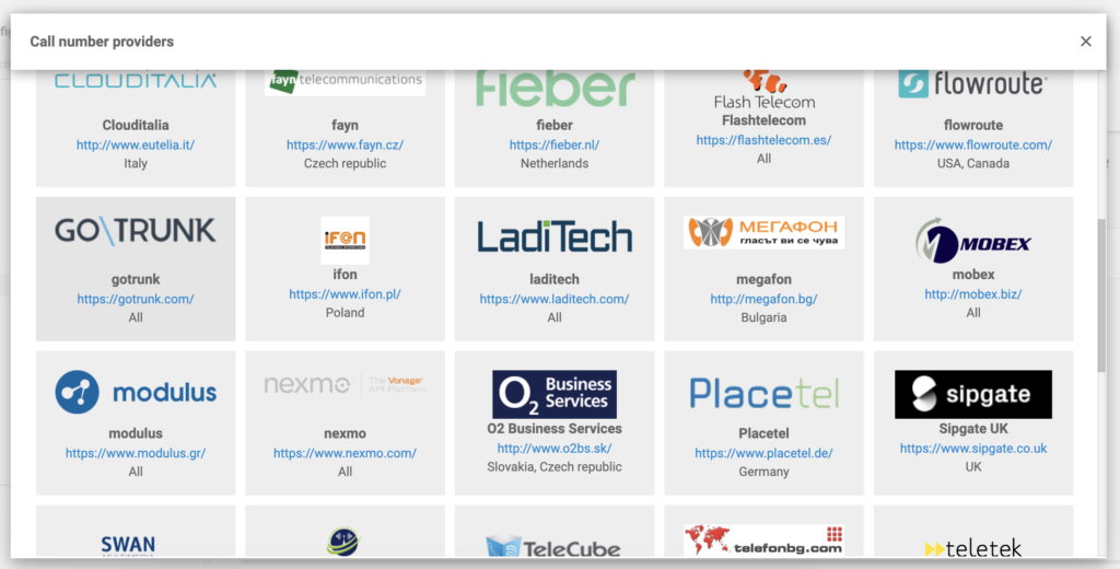 GoTrunk VoIP teenusepakkujate loendis LiveAgent'is