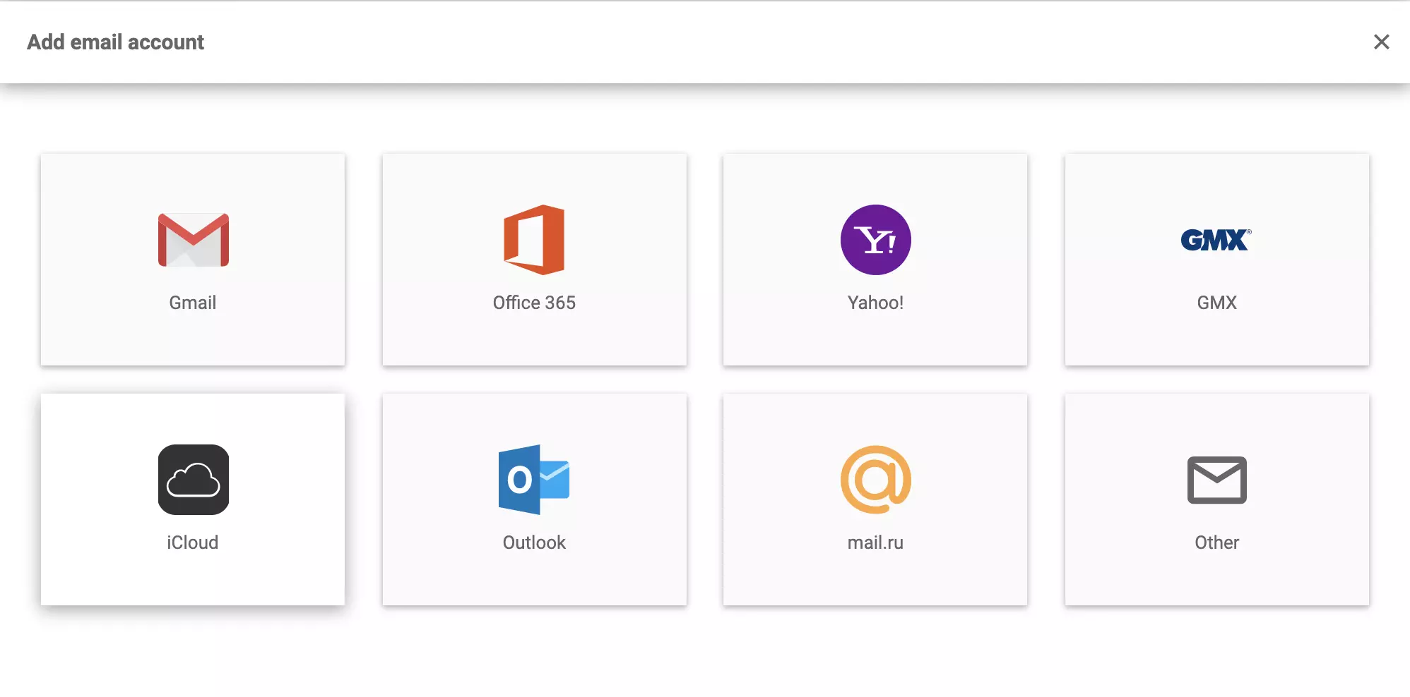 iCloud LiveAgenti e-posti seadetes