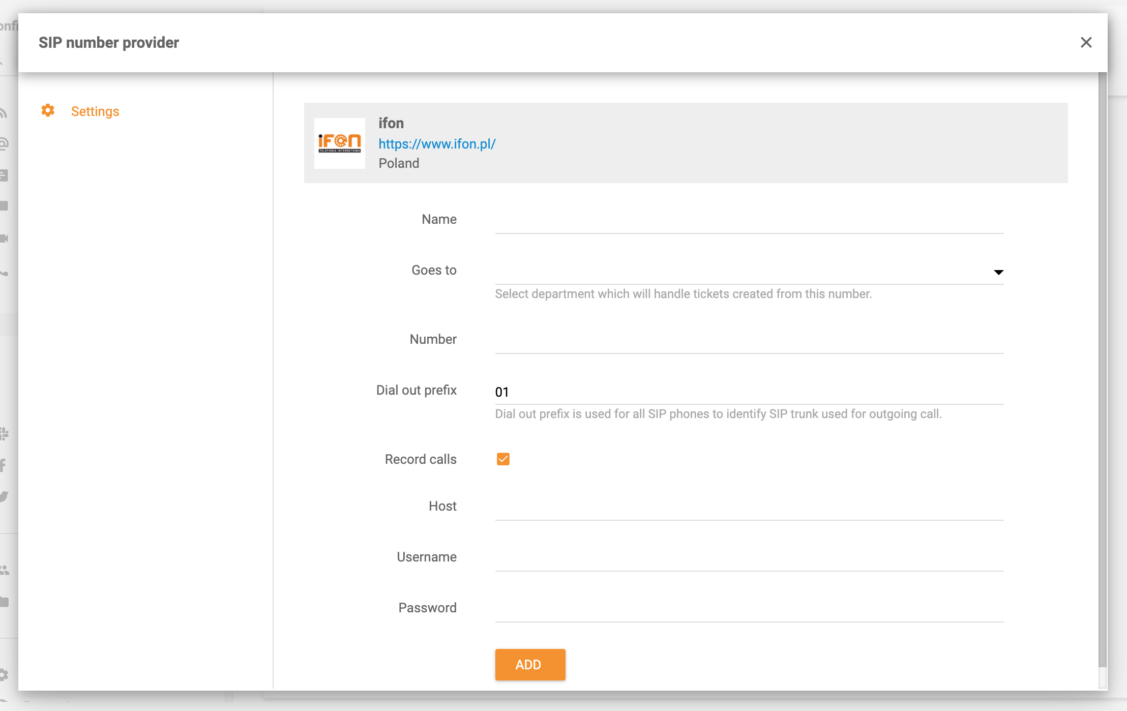 iFON integratsioon LiveAgent-is