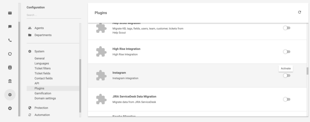 Instagram'i pistik LiveAgent'is