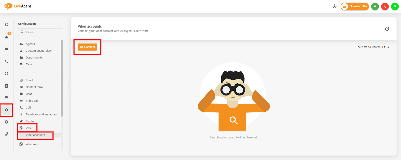 Kuidas leida Viber-integreerimist LiveAgent'i paneelil