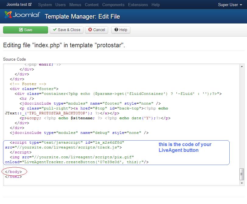 Joomla malli redaktor