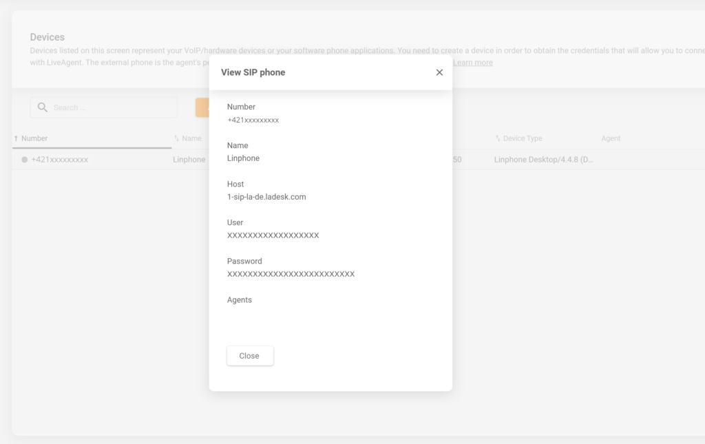 LiveAgent'i SIP seadme konfigureerimine