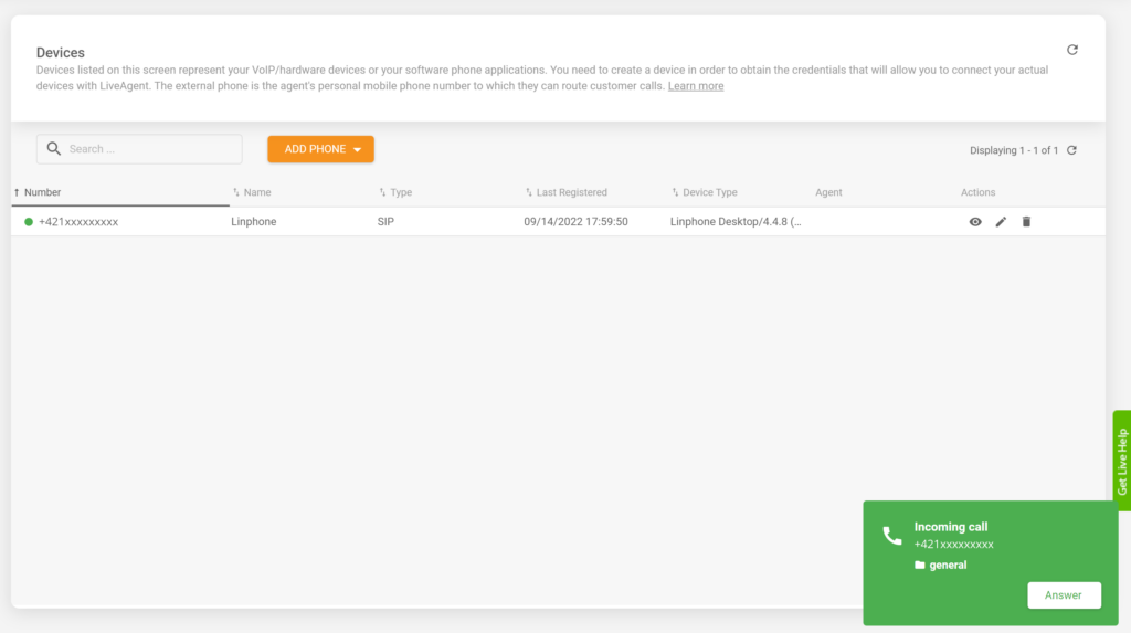 Linphone'i LiveAgent'i integratsioon