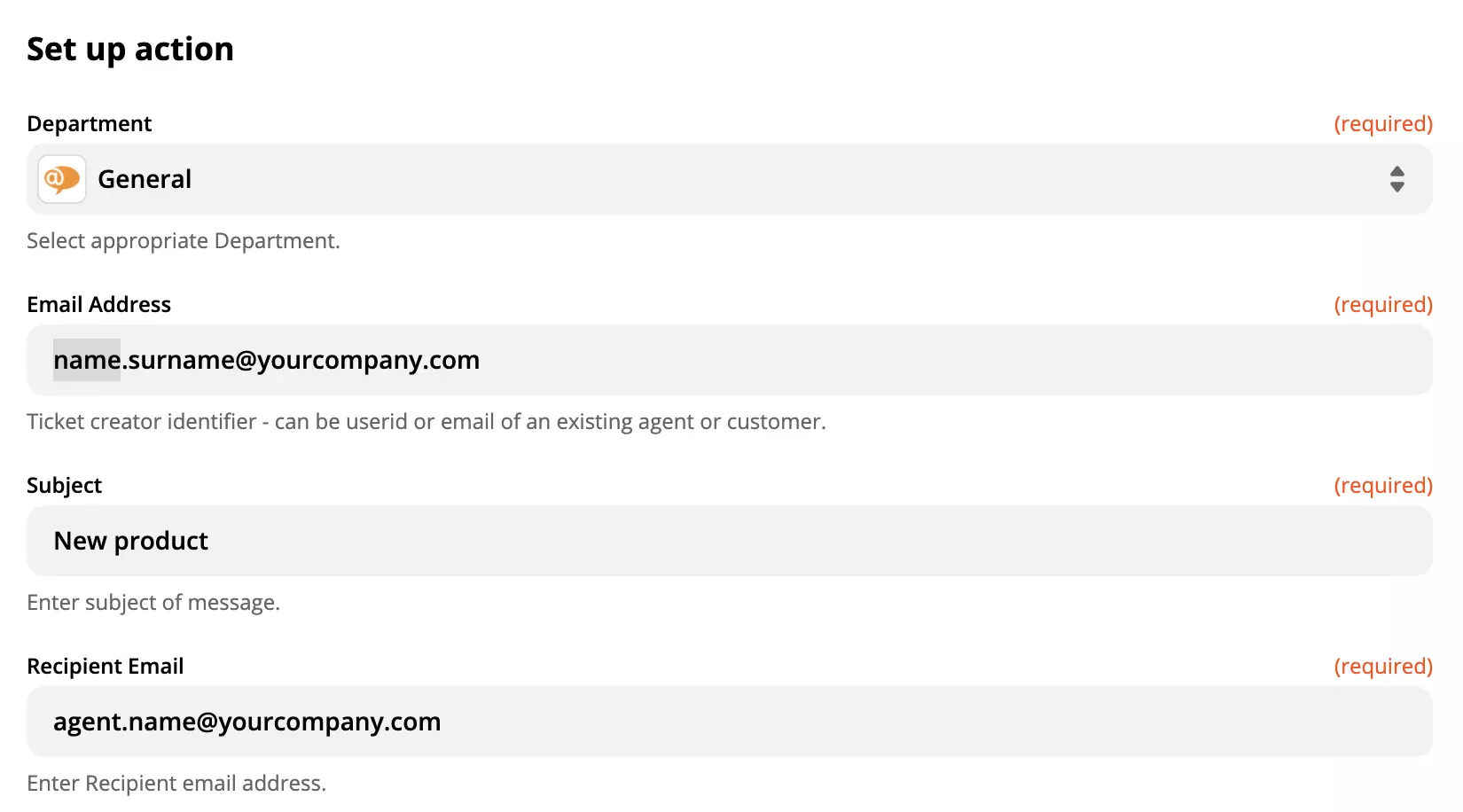 LiveAgenti tegevuse seadistus Zapieri integratsioonides