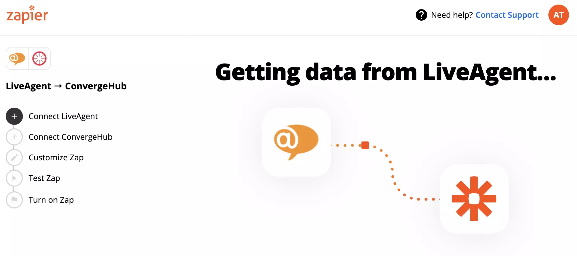 LiveAgent ja ConvergeHubi kontode ühendamine Zapieriga
