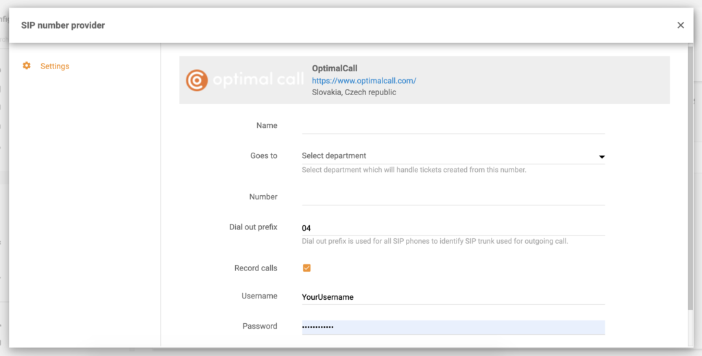 Optimal Call seadistamine
