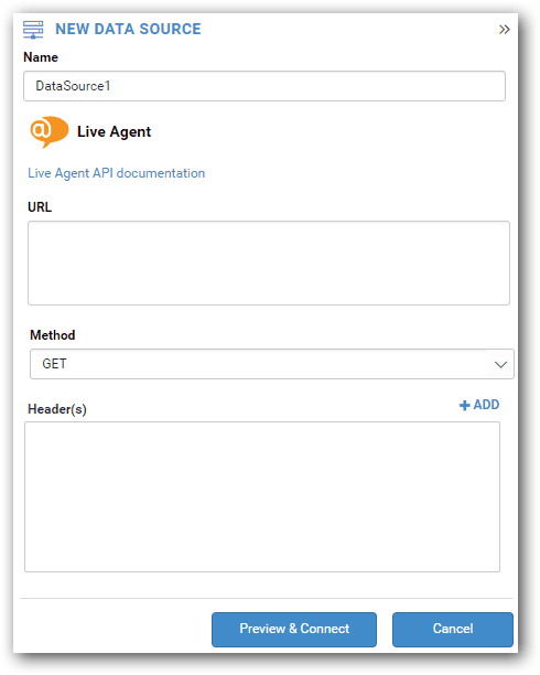 Bold BI NEW DATA SOURCE configuration window