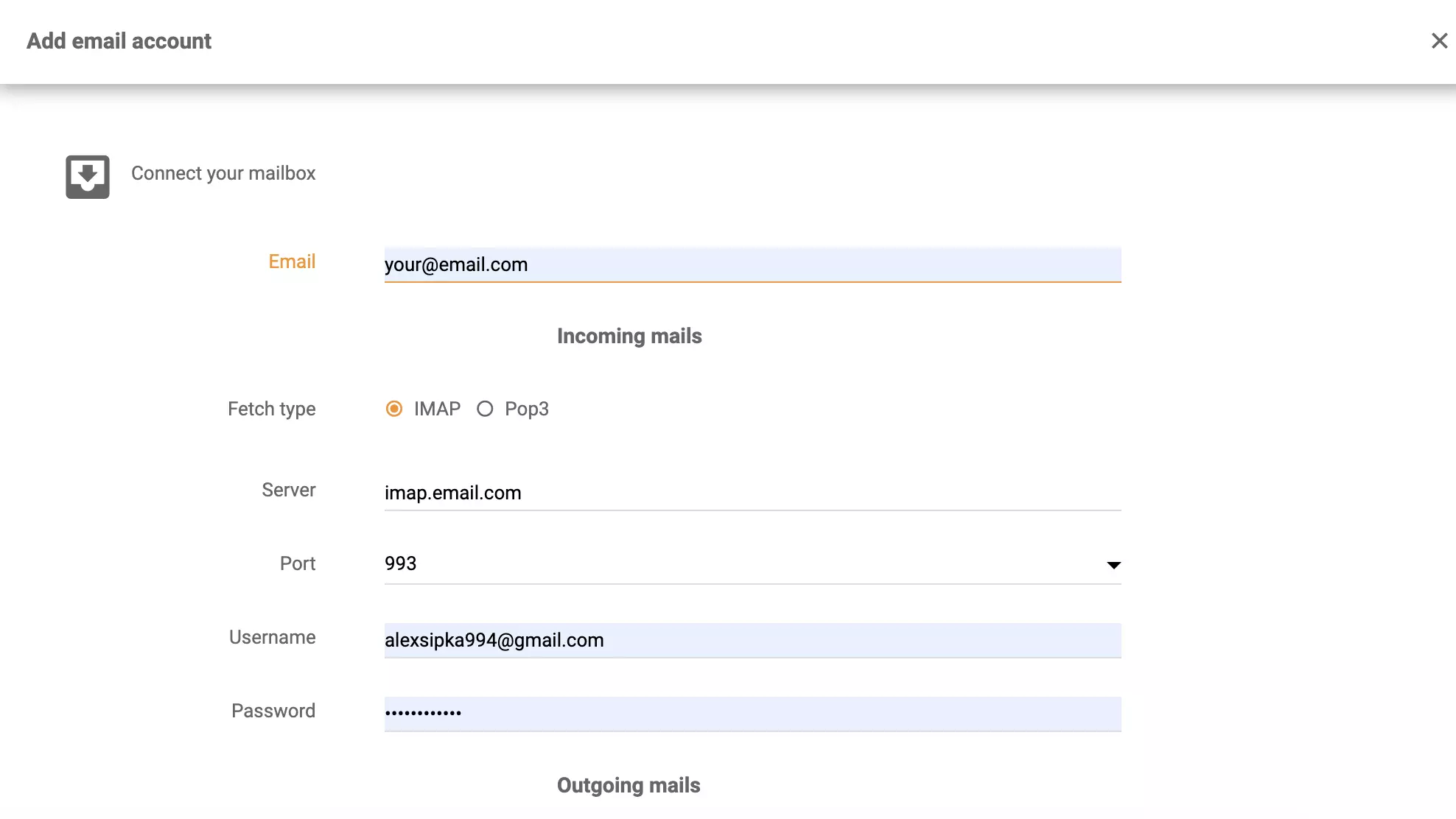 IMAP/POP3 Microsoft Serveri Exchange seadistus LiveAgentis