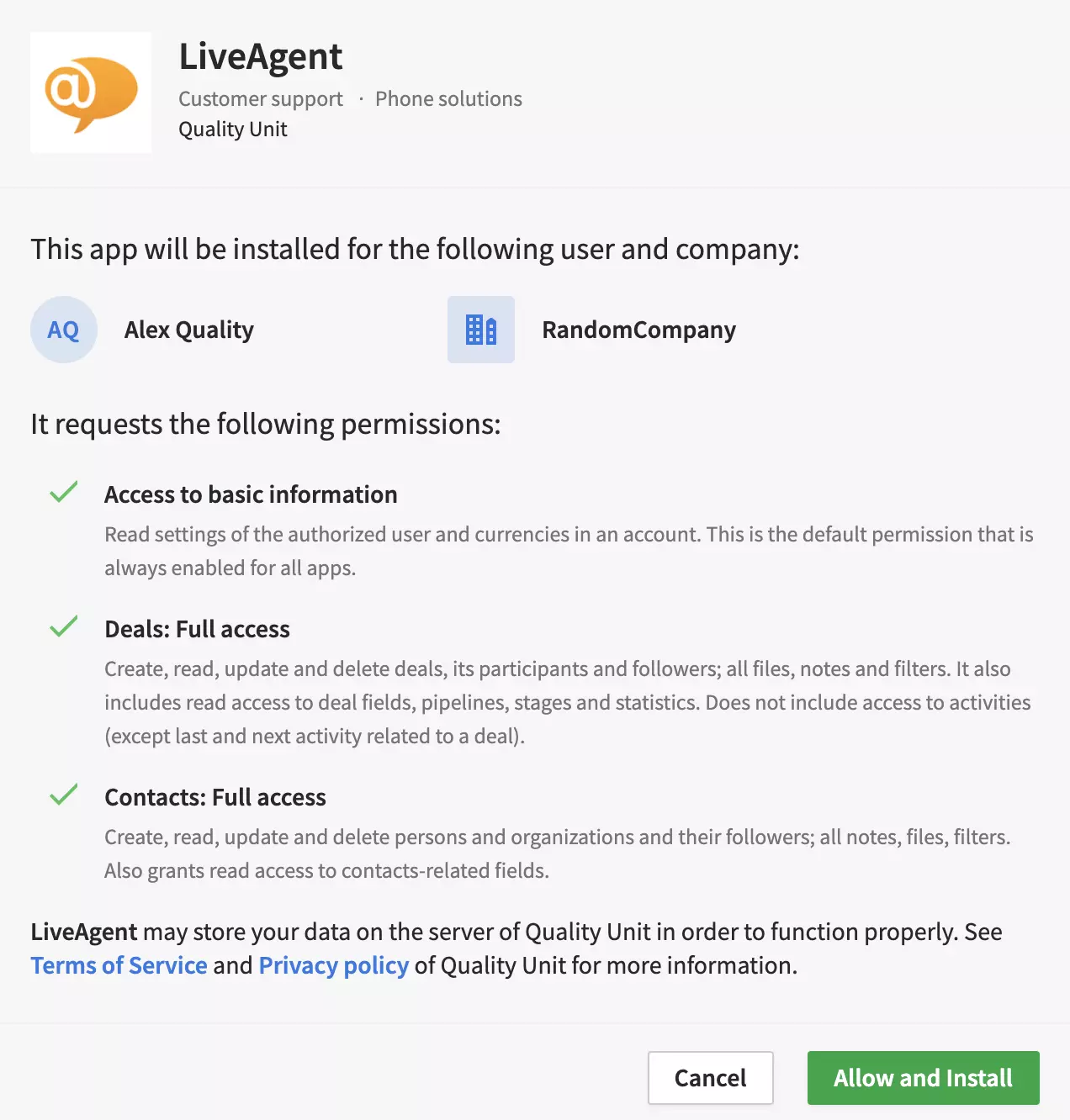 Installi PipeDrive pistikprogramm LiveAgentile