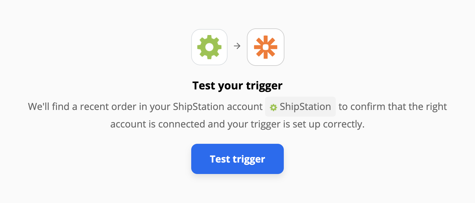 ShipStationi triggeri test pärast seadistamist