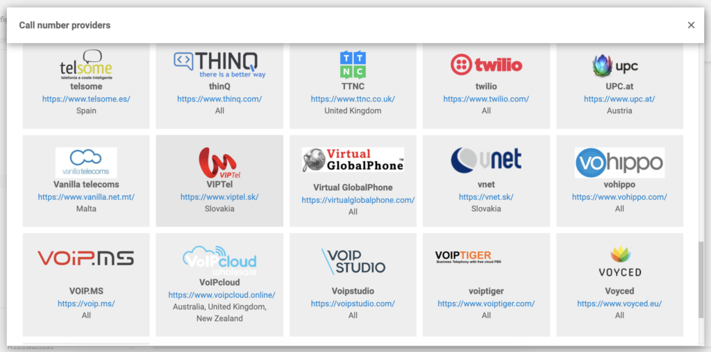 VoIPcloud VoIP pakkujate loendis