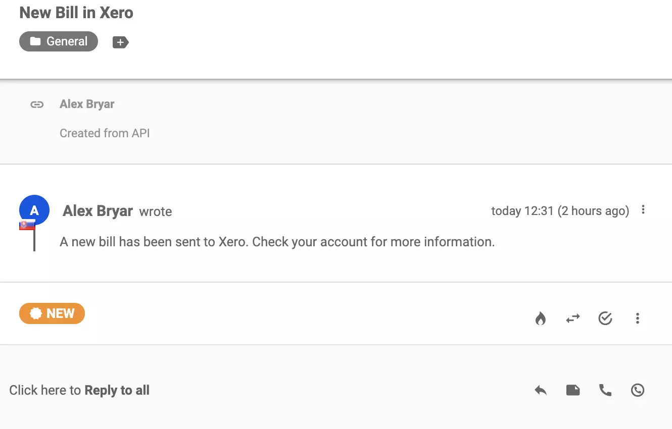 Uus vestlus, mis saadeti LiveAgent piletisüsteemile pärast edukat integreerimist Xeroga