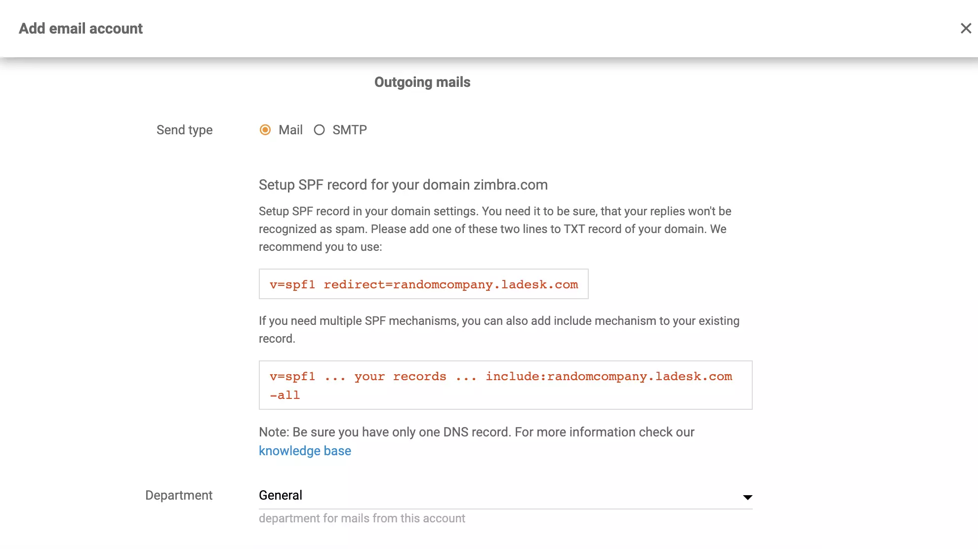 Zimbra edastamise seadistamine