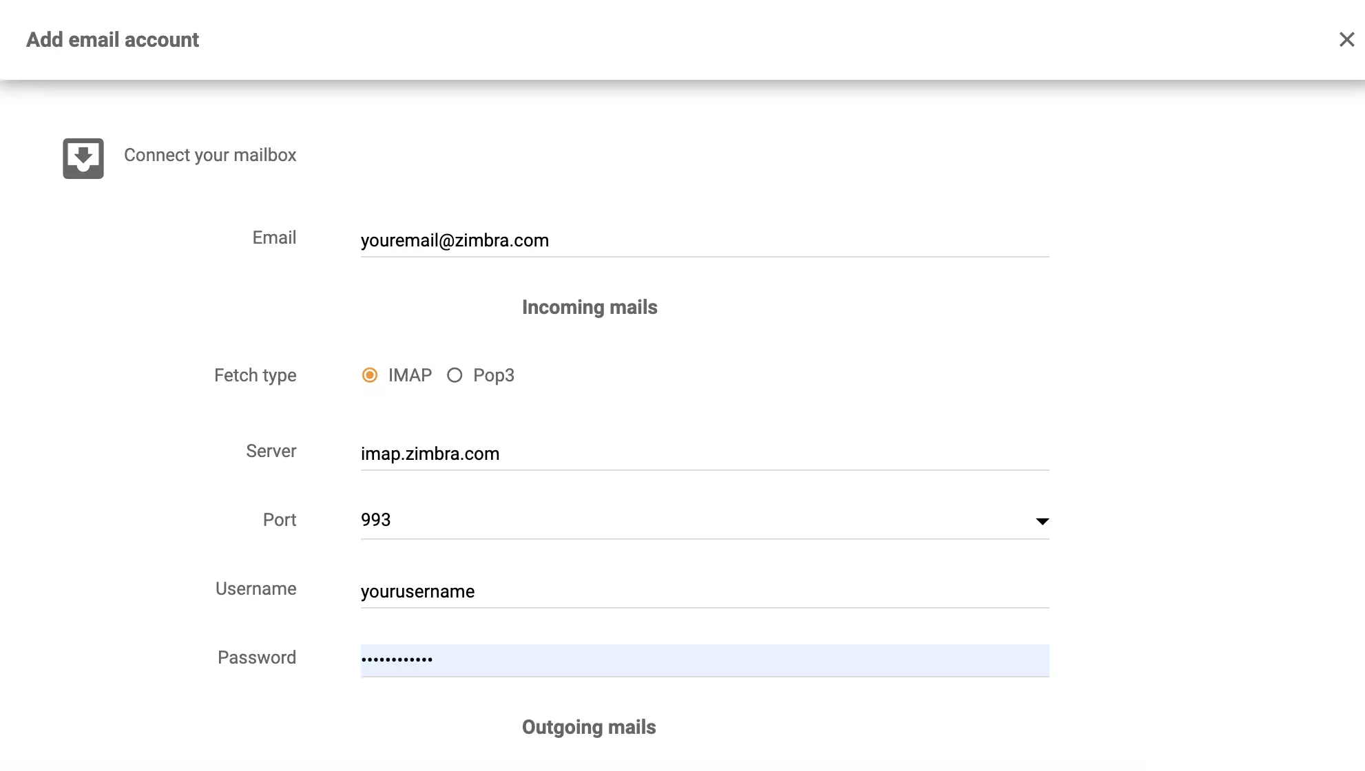 Zimbra IMAP/POP3 seadistamine
