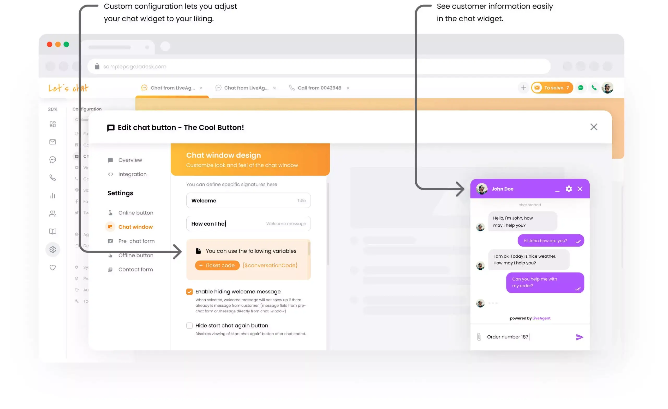Kohandage vestluse akent