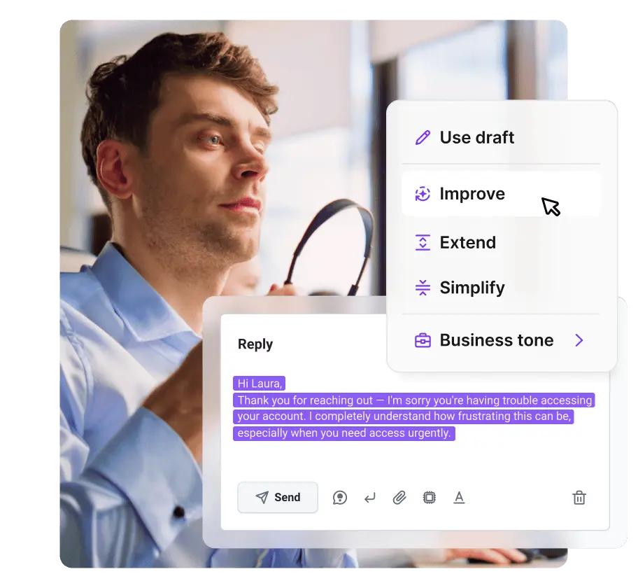 AI Answer Improver live chat agentidele