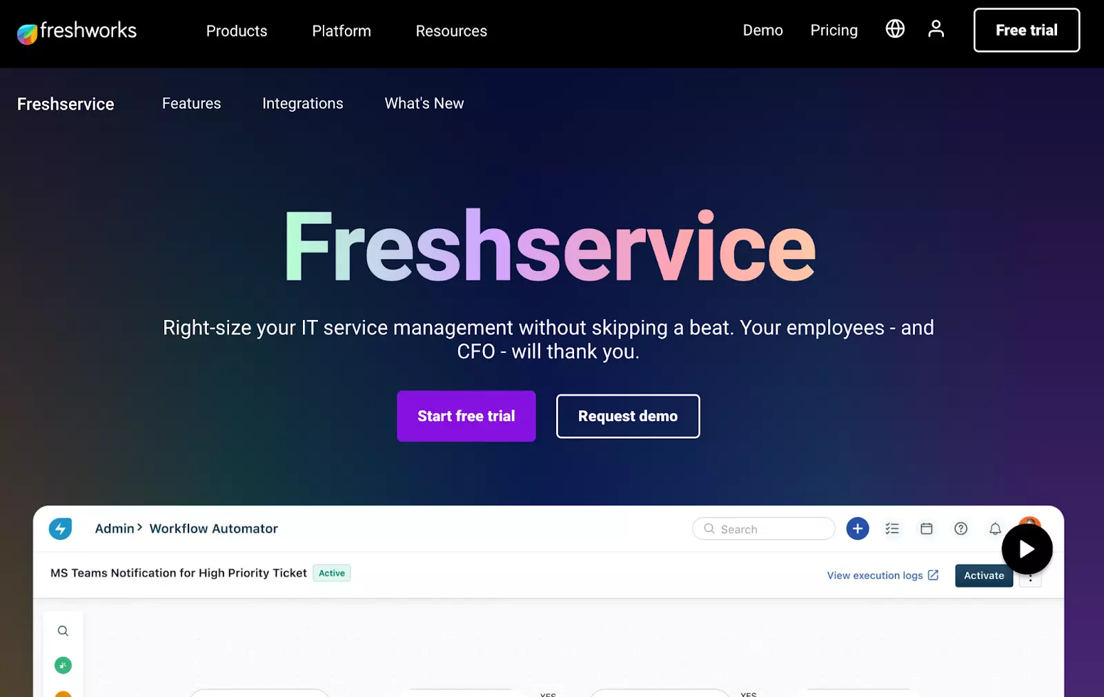 Freshservice'i koduleht - Alternatiiv Spiceworks'ile oma IT-teenuste haldamiseks