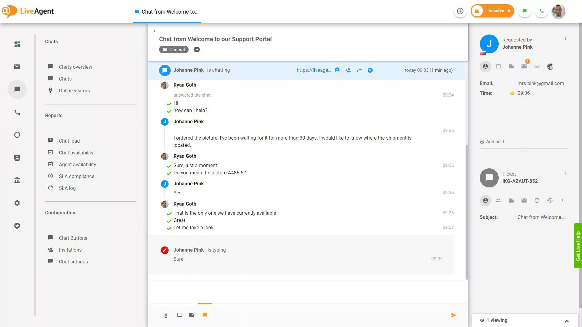 Käimasolev reaalajas tippimise vaate vestlus