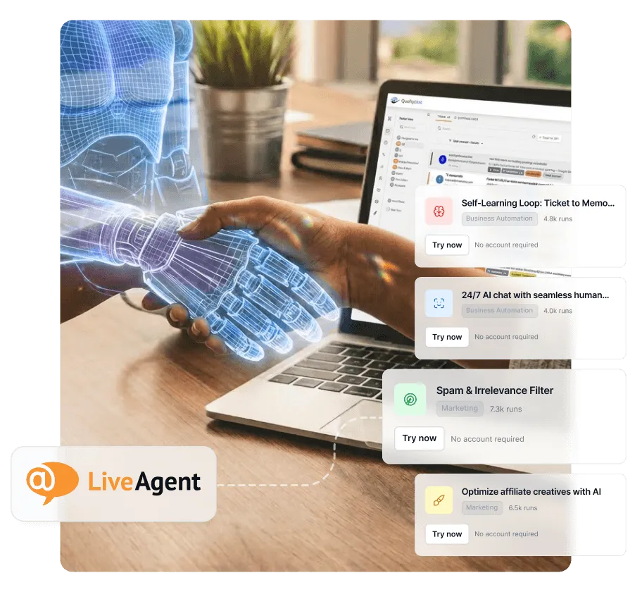 Uuendage LiveAgent'i prooviversioon ja saage 33% allahindlust koos AI agentidega